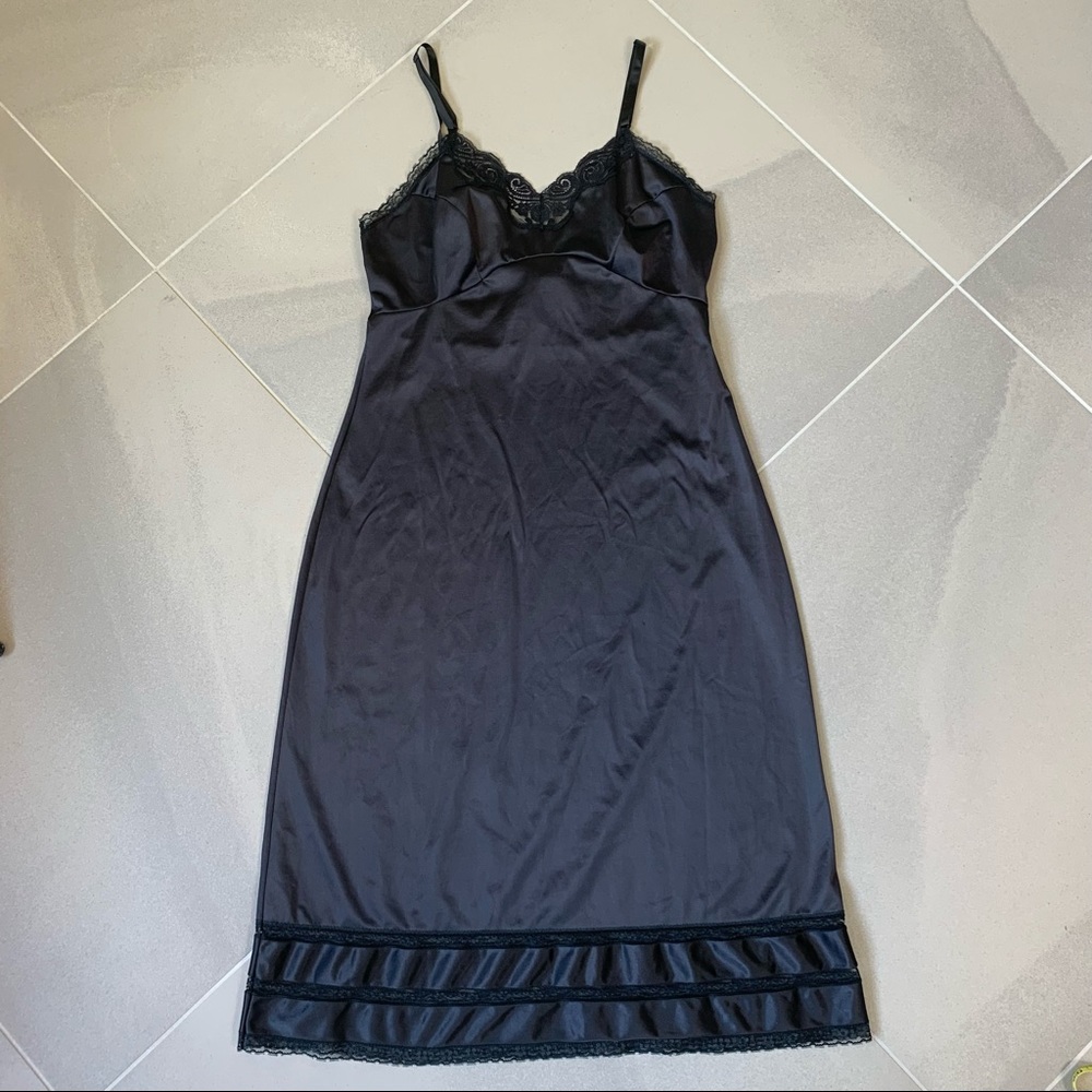 Vintage Adonna Black Lace Chemise Nightgown